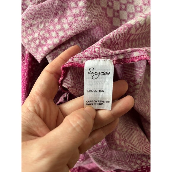 Burgundy Wrap Boho Folk Blockprint  Summer Dress 100% India Cotton M/L - Picture 9 of 12